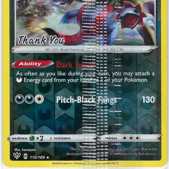 Hydreigon Reverse Holo 110 Rare Thank You' Promo Pokémon 2020 Sealed Mint - Picture 3 of 5